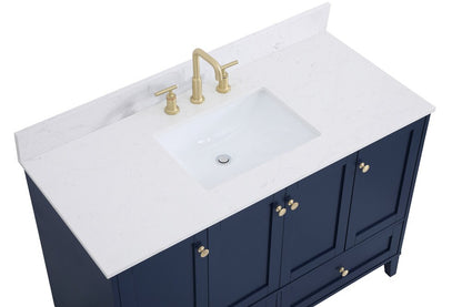 Elegant Furniture & Lighting - Sommerville 48 inch Single Bathroom Vanity in Blue with Backsplash - VF18048BL-BS veiw 3