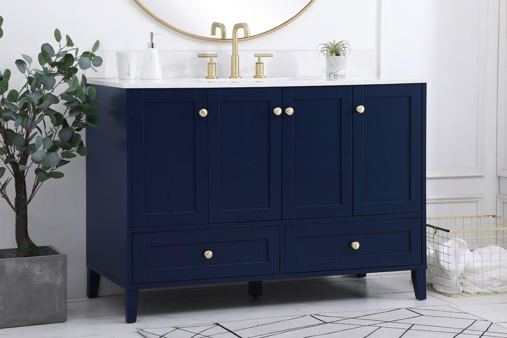 Elegant Furniture & Lighting - Sommerville 48 inch Single Bathroom Vanity in Blue with Backsplash - VF18048BL-BS veiw 8