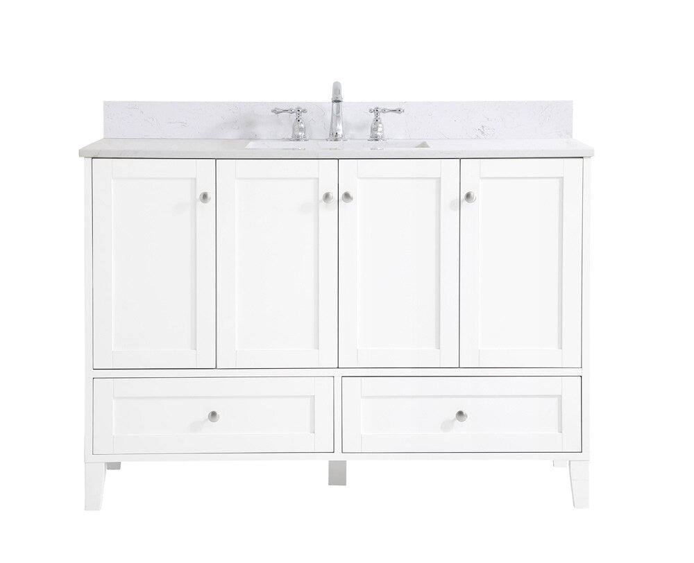 Elegant Furniture & Lighting - Sommerville 48 inch Single Bathroom Vanity in White with Backsplash - VF18048WH-BS veiw 1