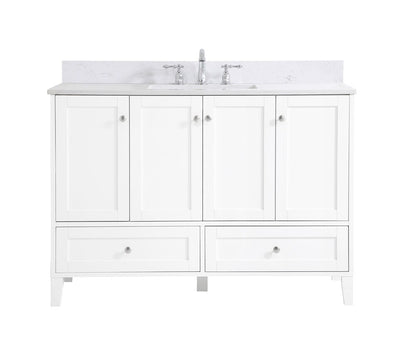 Elegant Furniture & Lighting - Sommerville 48 inch Single Bathroom Vanity in White with Backsplash - VF18048WH-BS veiw 1