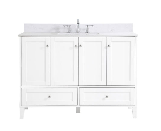 Elegant Furniture & Lighting - Sommerville 48 inch Single Bathroom Vanity in White with Backsplash - VF18048WH-BS veiw 1