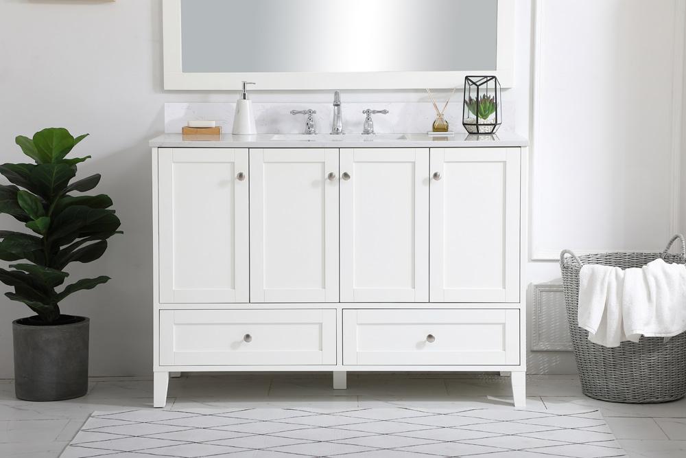 Elegant Furniture & Lighting - Sommerville 48 inch Single Bathroom Vanity in White with Backsplash - VF18048WH-BS veiw 2