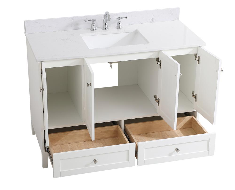 Elegant Furniture & Lighting - Sommerville 48 inch Single Bathroom Vanity in White with Backsplash - VF18048WH-BS veiw 3