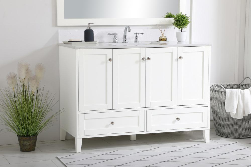 Elegant Furniture & Lighting - Sommerville 48 inch Single Bathroom Vanity in White with Backsplash - VF18048WH-BS veiw 8