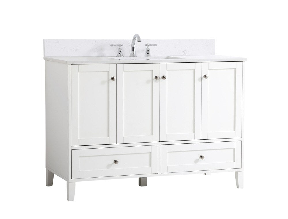 Elegant Furniture & Lighting - Sommerville 48 inch Single Bathroom Vanity in White with Backsplash - VF18048WH-BS veiw 14