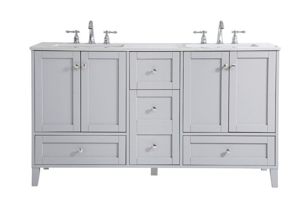 Elegant Furniture & Lighting - Sommerville 60 inch Double Bathroom Vanity in Grey - VF18060DGR veiw 1