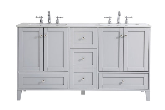 Elegant Furniture & Lighting - Sommerville 60 inch Double Bathroom Vanity in Grey - VF18060DGR veiw 1