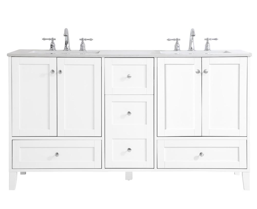 Elegant Furniture & Lighting - Sommerville 60 inch Double Bathroom Vanity in White - VF18060DWH veiw 1