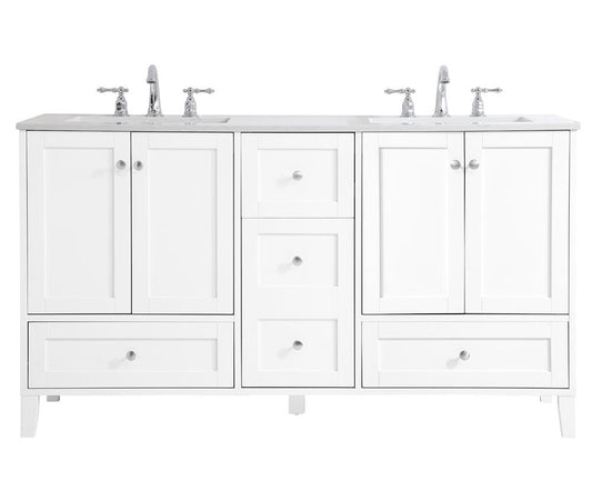 Elegant Furniture & Lighting - Sommerville 60 inch Double Bathroom Vanity in White - VF18060DWH veiw 1