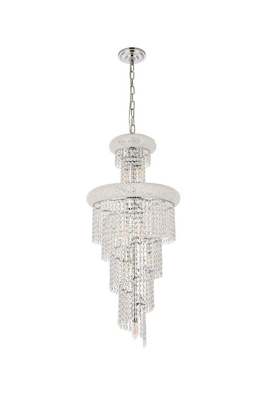 Elegant Furniture & Lighting - Spiral 10 light Chrome Pendant Clear Royal Cut Crystal - V1800SR16C/RC veiw 1