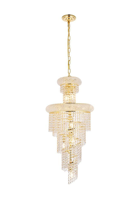 Elegant Furniture & Lighting - Spiral 10 light Gold Pendant Clear Royal Cut Crystal - V1800SR16G/RC veiw 1