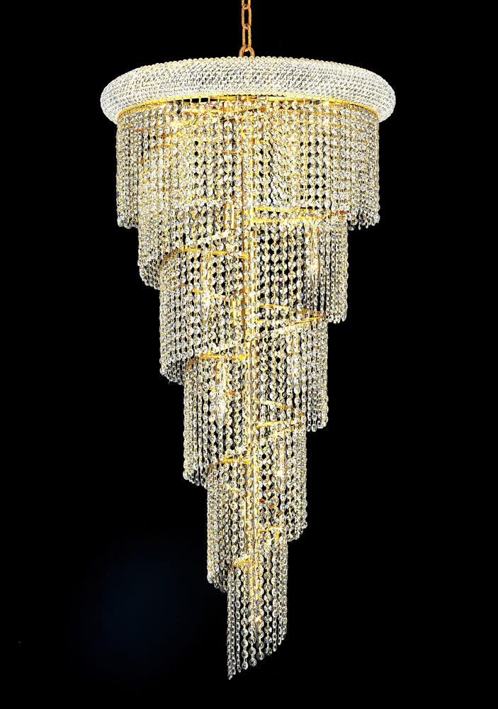 Elegant Furniture & Lighting - Spiral 18 light Gold Chandelier Clear Royal Cut Crystal - V1801SR22G/RC veiw 1