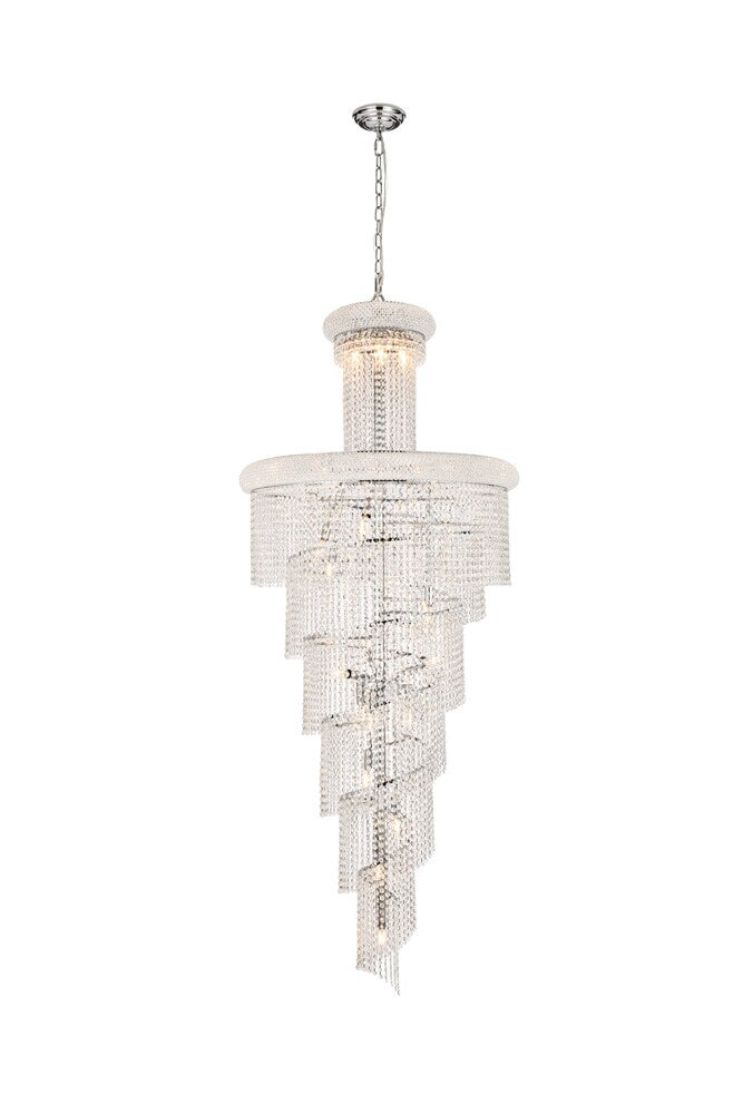 Elegant Furniture & Lighting - Spiral 28 light Chrome Chandelier Clear Royal Cut Crystal - V1800SR30C/RC veiw 1