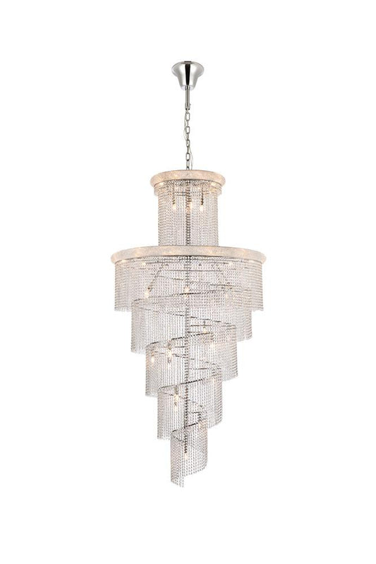 Elegant Furniture & Lighting - Spiral 41 light Chrome Chandelier Clear Royal Cut Crystal - V1800SR48C/RC veiw 1