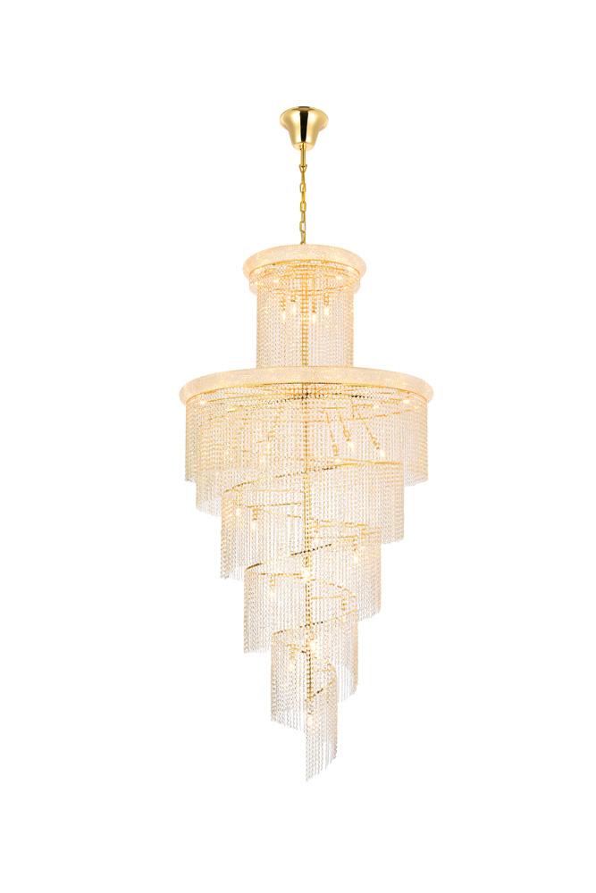 Elegant Furniture & Lighting - Spiral 41 light Gold Chandelier Clear Royal Cut Crystal - V1800SR48G/RC veiw 1