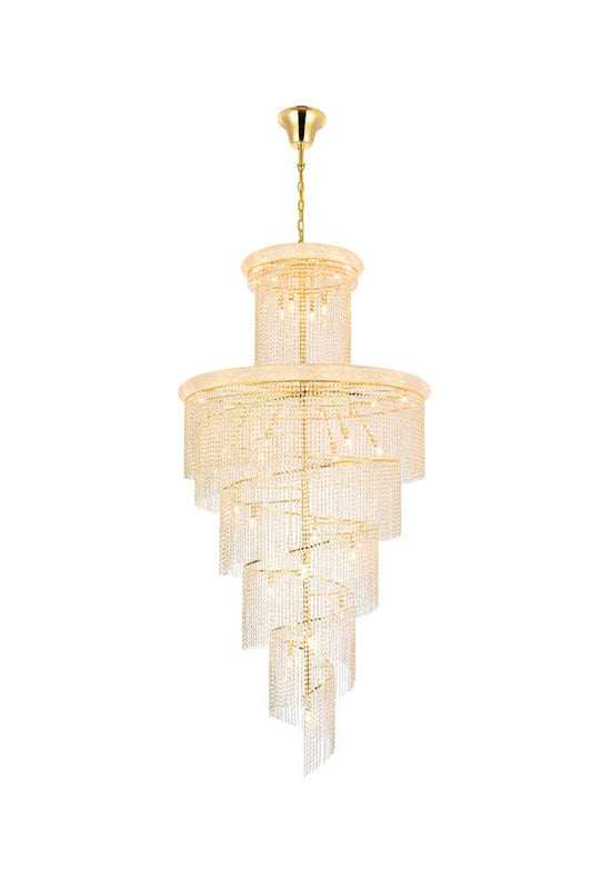 Elegant Furniture & Lighting - Spiral 41 light Gold Chandelier Clear Royal Cut Crystal - V1800SR48G/RC veiw 1