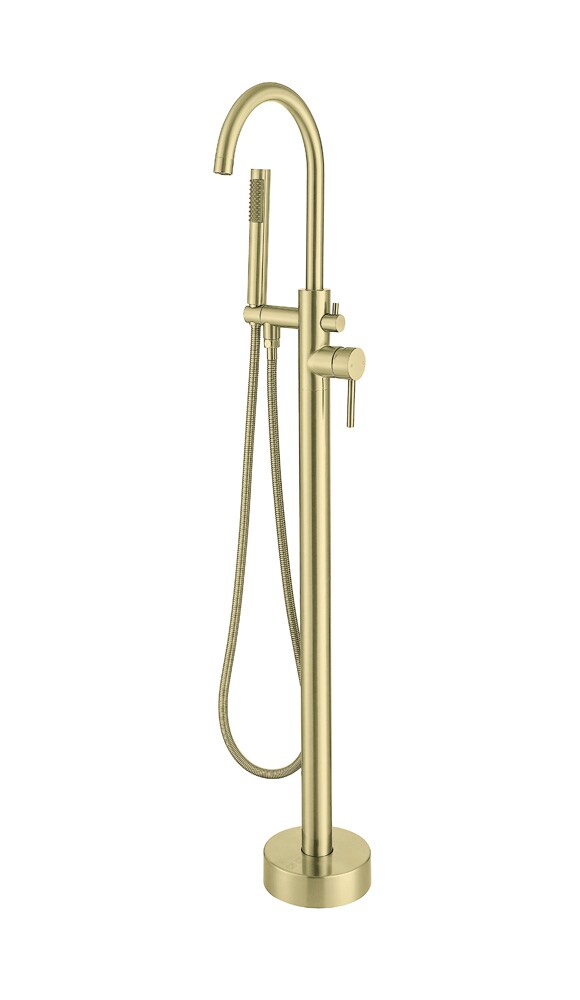 Elegant Furniture & Lighting - Steven Floor Mounted Roman Tub Faucet with Handshower in Brushed Gold - FAT-8001BGD veiw 1