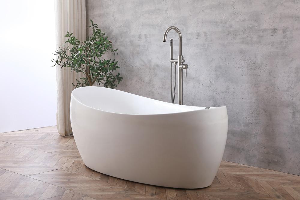 Elegant Furniture & Lighting - Steven Floor Mounted Roman Tub Faucet with Handshower in Brushed Nickel - FAT-8001BNK veiw 2