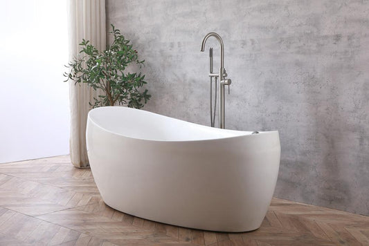 Elegant Furniture & Lighting - Steven Floor Mounted Roman Tub Faucet with Handshower in Brushed Nickel - FAT-8001BNK veiw 2