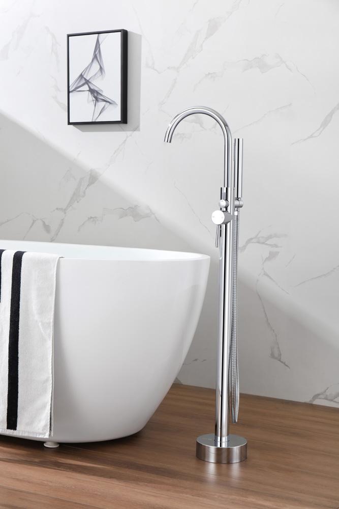 Elegant Furniture & Lighting - Steven Floor Mounted Roman Tub Faucet with Handshower in Chrome - FAT-8001PCH veiw 2