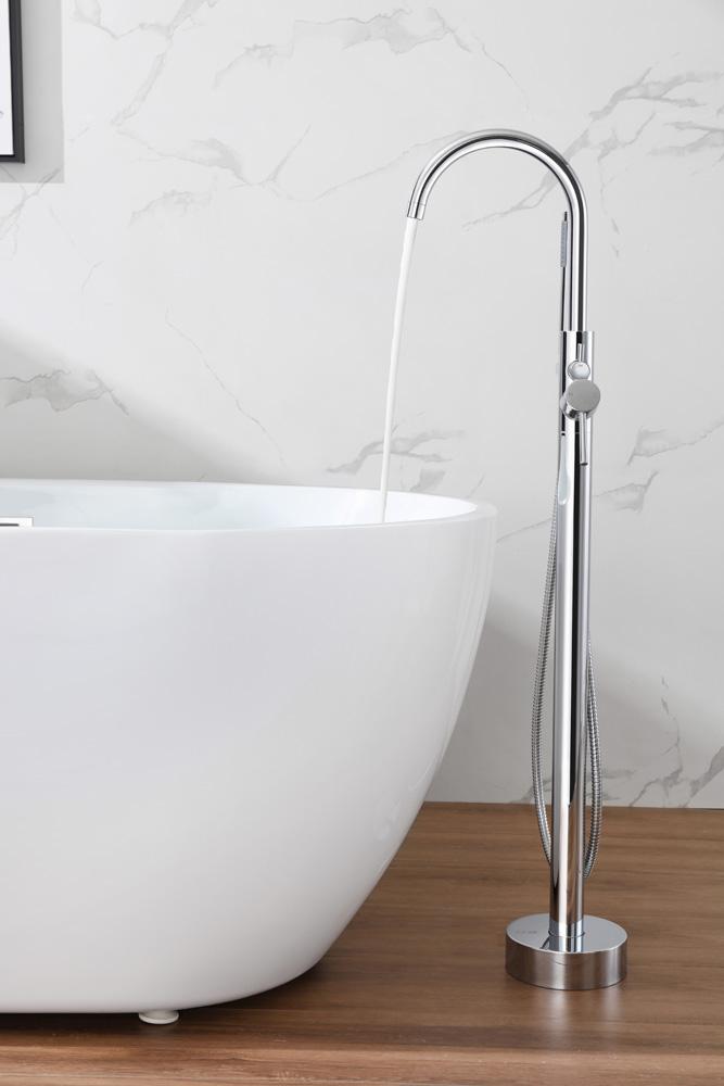 Elegant Furniture & Lighting - Steven Floor Mounted Roman Tub Faucet with Handshower in Chrome - FAT-8001PCH veiw 3