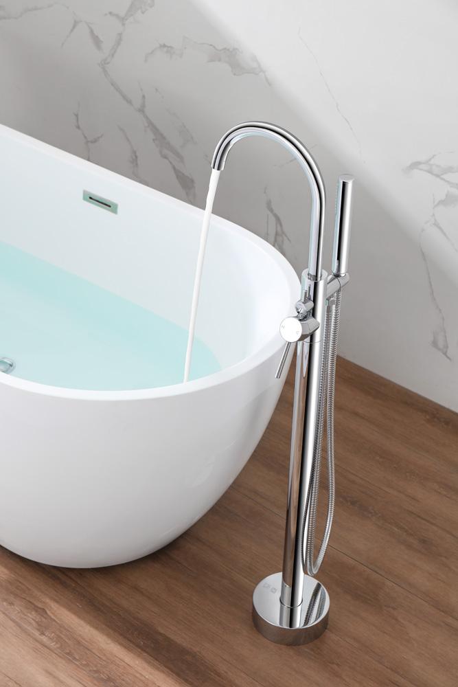 Elegant Furniture & Lighting - Steven Floor Mounted Roman Tub Faucet with Handshower in Chrome - FAT-8001PCH veiw 4