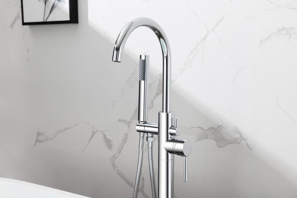 Elegant Furniture & Lighting - Steven Floor Mounted Roman Tub Faucet with Handshower in Chrome - FAT-8001PCH veiw 5