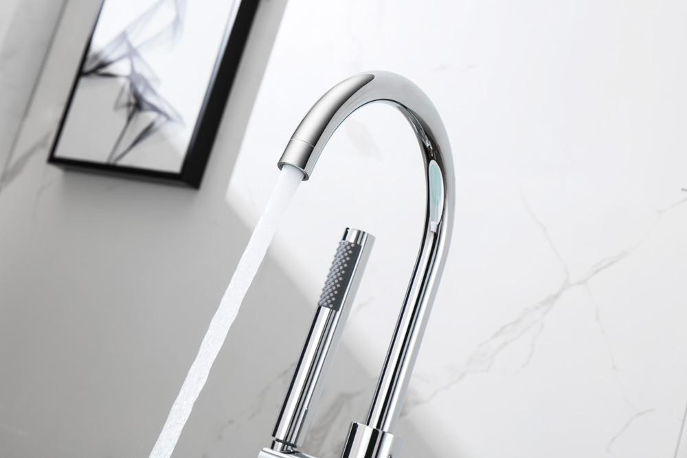 Elegant Furniture & Lighting - Steven Floor Mounted Roman Tub Faucet with Handshower in Chrome - FAT-8001PCH veiw 6
