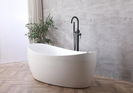 Elegant Furniture & Lighting - Steven Floor Mounted Roman Tub Faucet with Handshower in Matte Black - FAT-8001MBK veiw 2