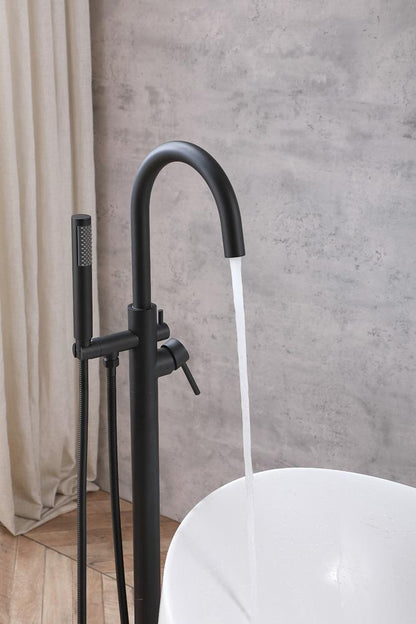 Elegant Furniture & Lighting - Steven Floor Mounted Roman Tub Faucet with Handshower in Matte Black - FAT-8001MBK veiw 5