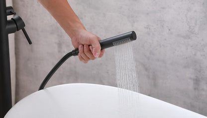 Elegant Furniture & Lighting - Steven Floor Mounted Roman Tub Faucet with Handshower in Matte Black - FAT-8001MBK veiw 6