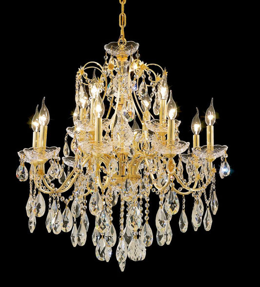 Elegant Furniture & Lighting - St. Francis 12 light Gold Chandelier Clear Royal Cut Crystal - 2016D28G/RC veiw 1