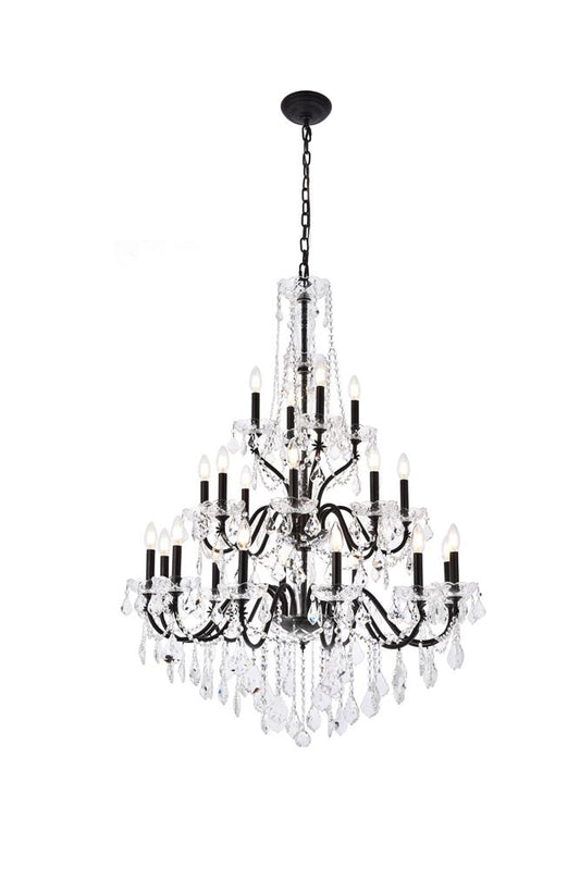 Elegant Furniture & Lighting - St. Francis 24 light Dark Bronze Chandelier Clear Royal Cut Crystal - V2015G36DB/RC veiw 1