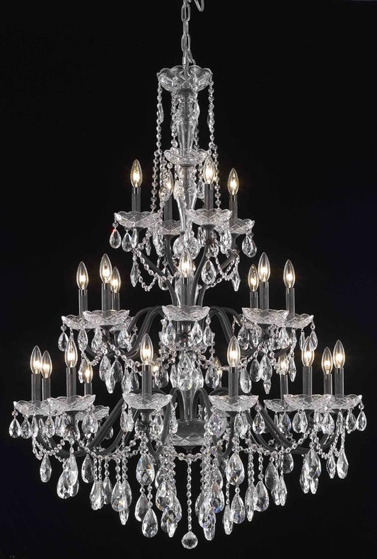 Elegant Furniture & Lighting - St. Francis 24 light Dark Bronze Chandelier Clear Royal Cut Crystal - 2016G36DB/RC veiw 1