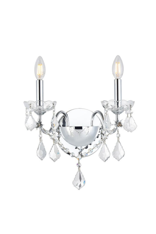 Elegant Furniture & Lighting - St. Francis 2 light Chrome Wall Sconce Clear Royal Cut Crystal - V2015W2C/RC veiw 1
