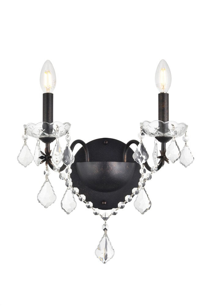 Elegant Furniture & Lighting - St. Francis 2 light Dark Bronze Wall Sconce Clear Royal Cut Crystal - V2015W2DB/RC veiw 1
