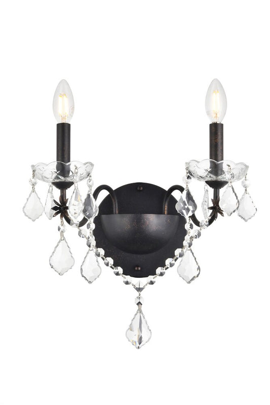 Elegant Furniture & Lighting - St. Francis 2 light Dark Bronze Wall Sconce Clear Royal Cut Crystal - V2015W2DB/RC veiw 1