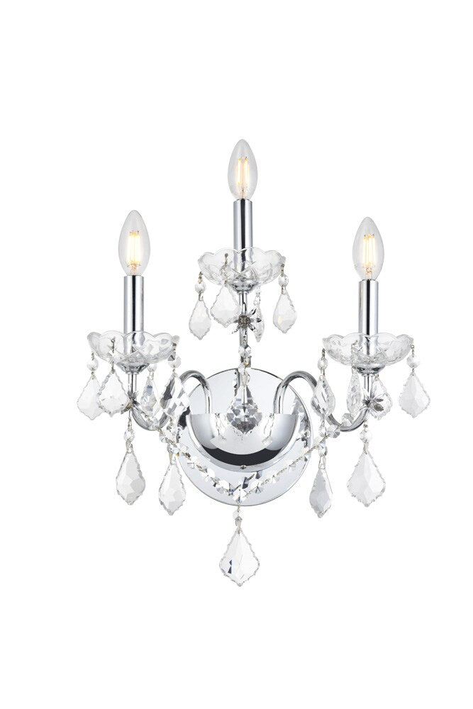 Elegant Furniture & Lighting - St. Francis 3 light Chrome Wall Sconce Clear Royal Cut Crystal - V2015W3C/RC veiw 1