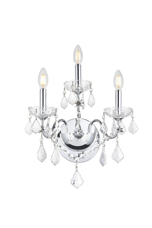 Elegant Furniture & Lighting - St. Francis 3 light Chrome Wall Sconce Clear Royal Cut Crystal - V2015W3C/RC veiw 1