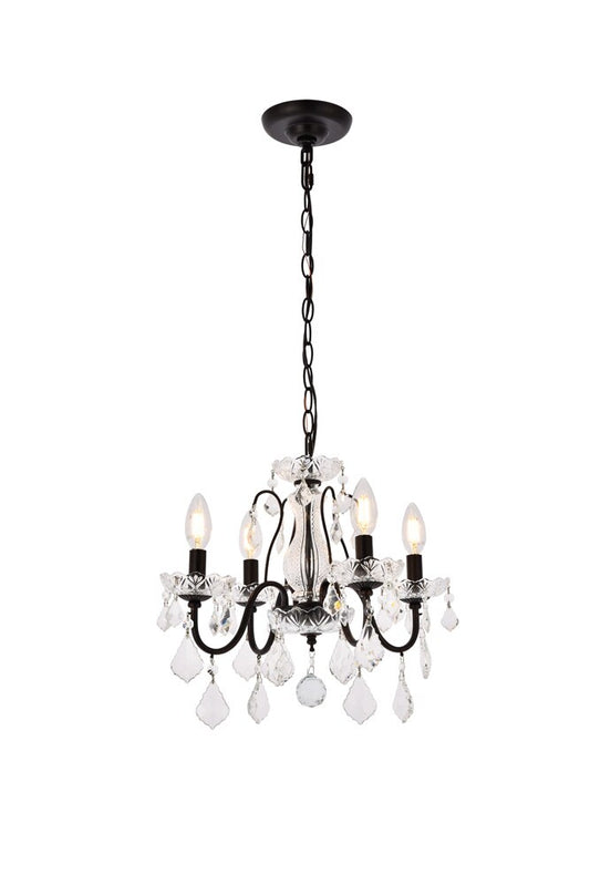 Elegant Furniture & Lighting - St. Francis 4 light Dark Bronze Pendant Clear Royal Cut Crystal - V2015D17DB/RC veiw 1