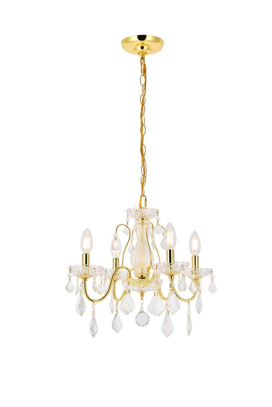 Elegant Furniture & Lighting - St. Francis 4 light Gold Pendant Clear Royal Cut Crystal - V2015D17G/RC veiw 1