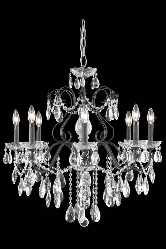Elegant Furniture & Lighting - St. Francis 6 light Dark Bronze Chandelier Clear Royal Cut Crystal - 2016D26DB/RC veiw 1