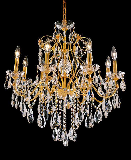 Elegant Furniture & Lighting - St. Francis 8 light Gold Chandelier Clear Royal Cut Crystal - 2016D26G/RC veiw 1