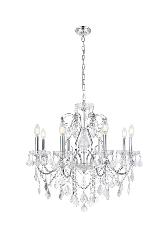 Elegant Furniture & Lighting - St. Francis 8 light Chrome Chandelier Clear Royal Cut Crystal - V2015D26C/RC veiw 1
