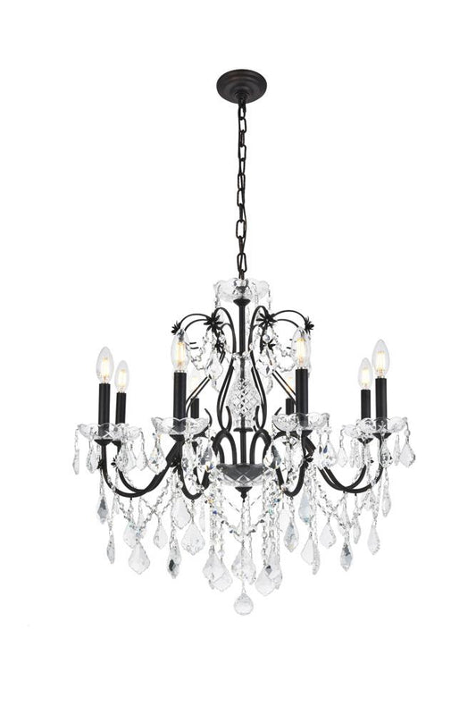 Elegant Furniture & Lighting - St. Francis 8 light Dark Bronze Chandelier Clear Royal Cut Crystal - V2015D26DB/RC veiw 1