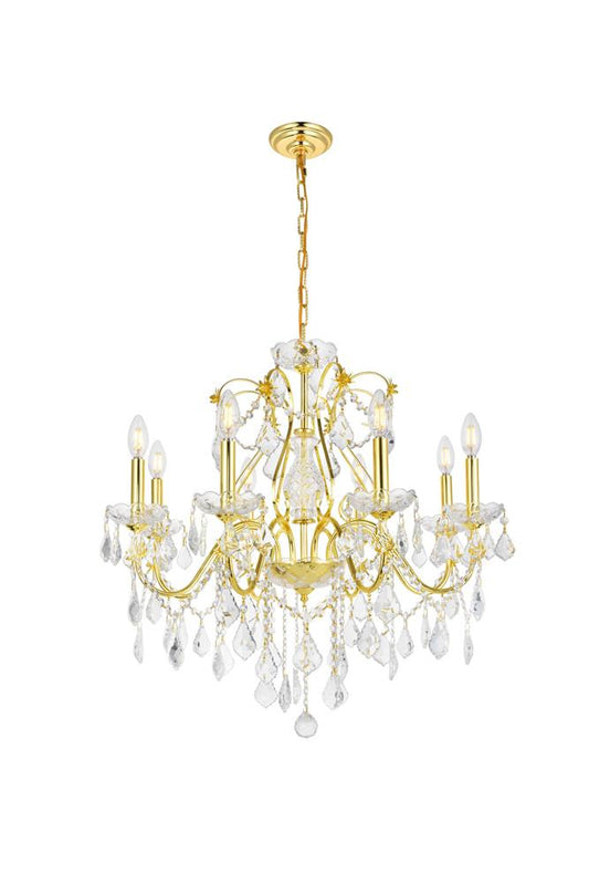 Elegant Furniture & Lighting - St. Francis 8 light Gold Chandelier Clear Royal Cut Crystal - V2015D26G/RC veiw 1