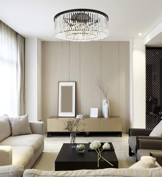 Elegant Furniture & Lighting - Sydney 10 light Matte Black Flush Mount Clear Royal Cut Crystal - 1238F43MB/RC veiw 1