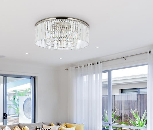 Elegant Furniture & Lighting - Sydney 10 light polished nickel Flush Mount Clear Royal Cut Crystal - 1238F43PN/RC veiw 1