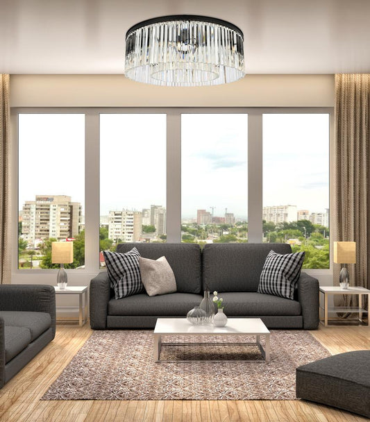 Elegant Furniture & Lighting - Sydney 10 light Matte Black Flush Mount Clear Royal Cut Crystal - 1208F43MB/RC veiw 1