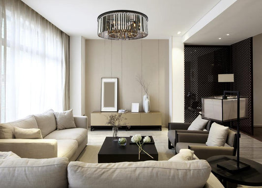Elegant Furniture & Lighting - Sydney 10 light Matte Black Flush Mount Silver Shade (Grey) Royal Cut Crystal - 1238F43MB-SS/RC veiw 1